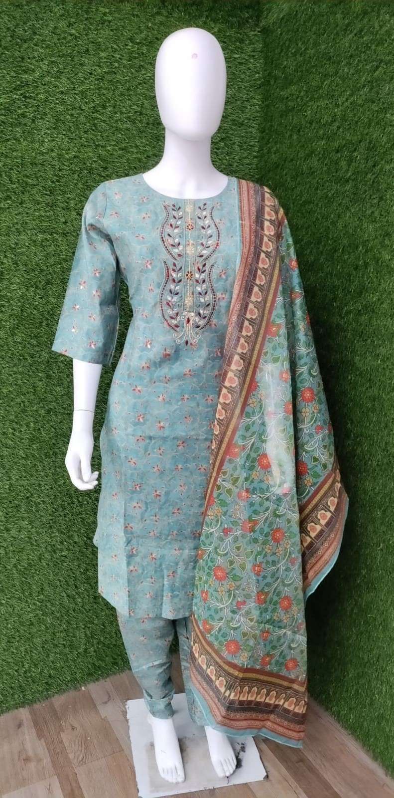 BEMITEX INDIA PRESENTS DIGITAL VISCOSE MODAL FAB WITH FULL INNER AND NECK WORK READYMADE 3 PIECE SUIT WHOLESALE SHOP IN SURAT